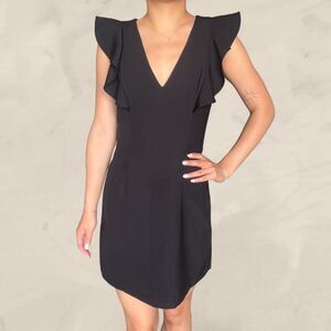 French connection black crepe v neck dress size 6 NEW